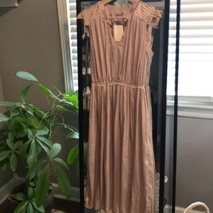 Blush Pleated Silk Dress